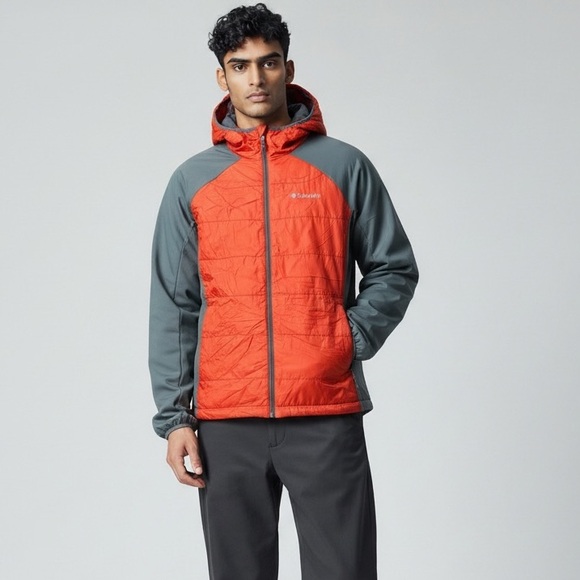 Columbia Other - Columbia Men’s Medium Hooded Insulated Hybrid Jacket Red Gray